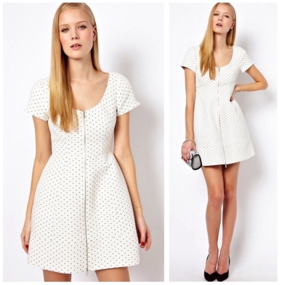 Karen Millen White Polka Dot Mini Dress